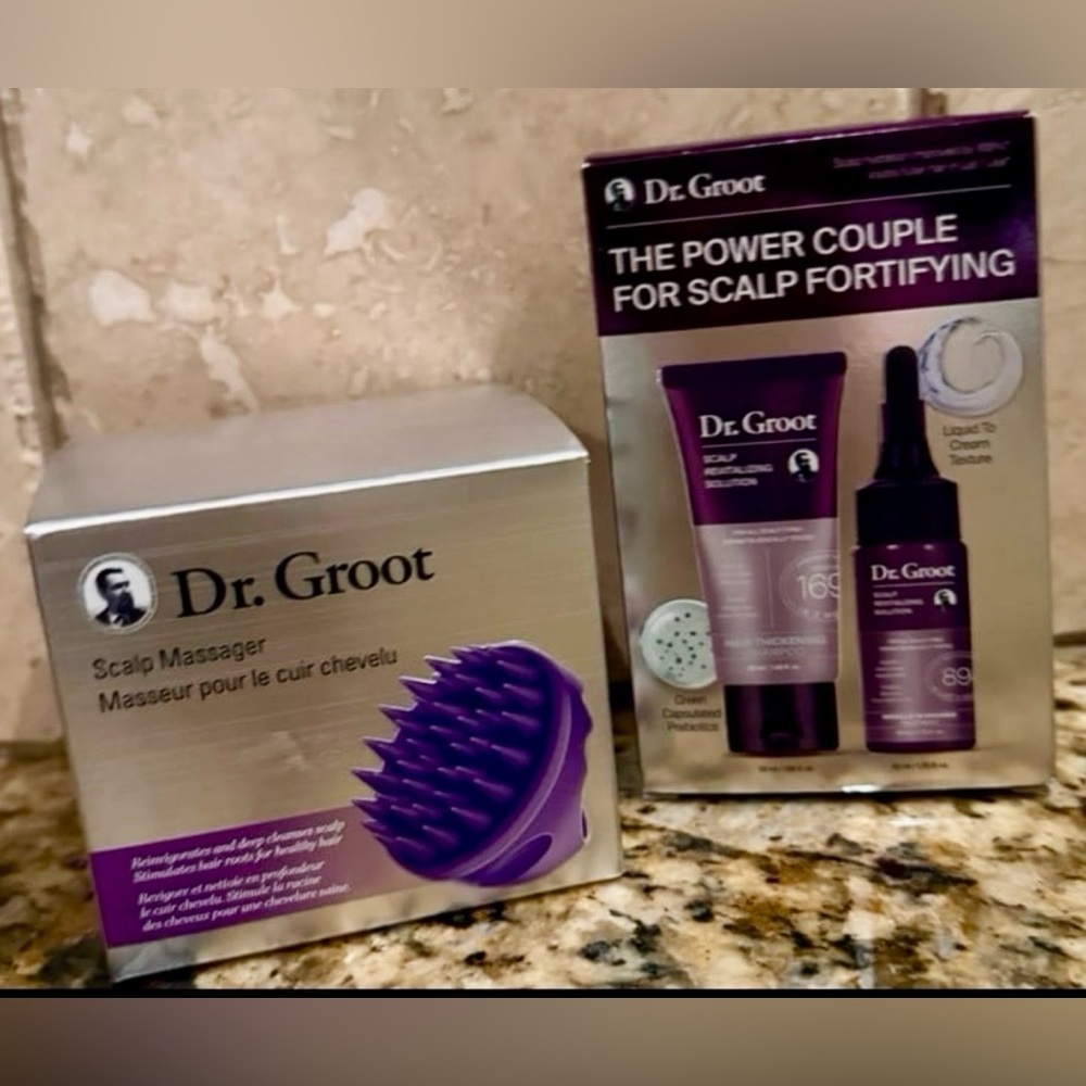 Dr Groot shampoo scalp treatment and scalp brush set
